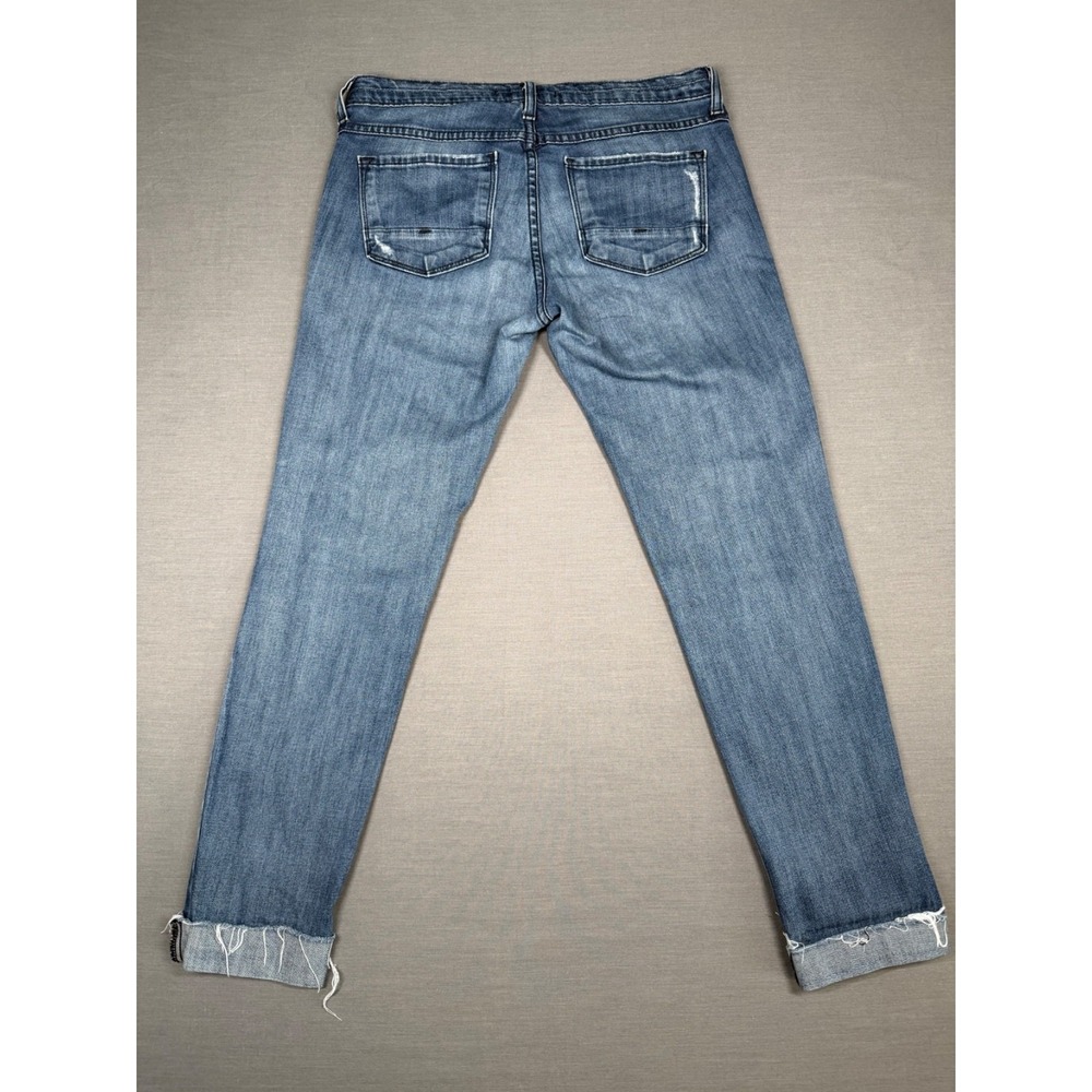Flying Monkey Platinum Distressed Jeans Womens Sz 27 Blue Mid Rise Fray Raw Hem - Picture 2 of 11